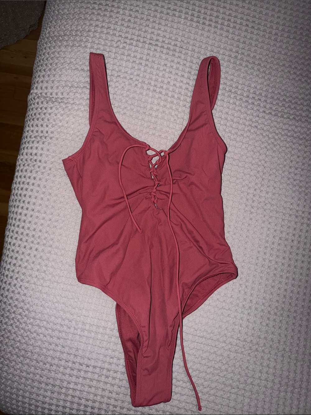 Xhilaration Dusty Rose Lace-Up One-Piece Swimsuit